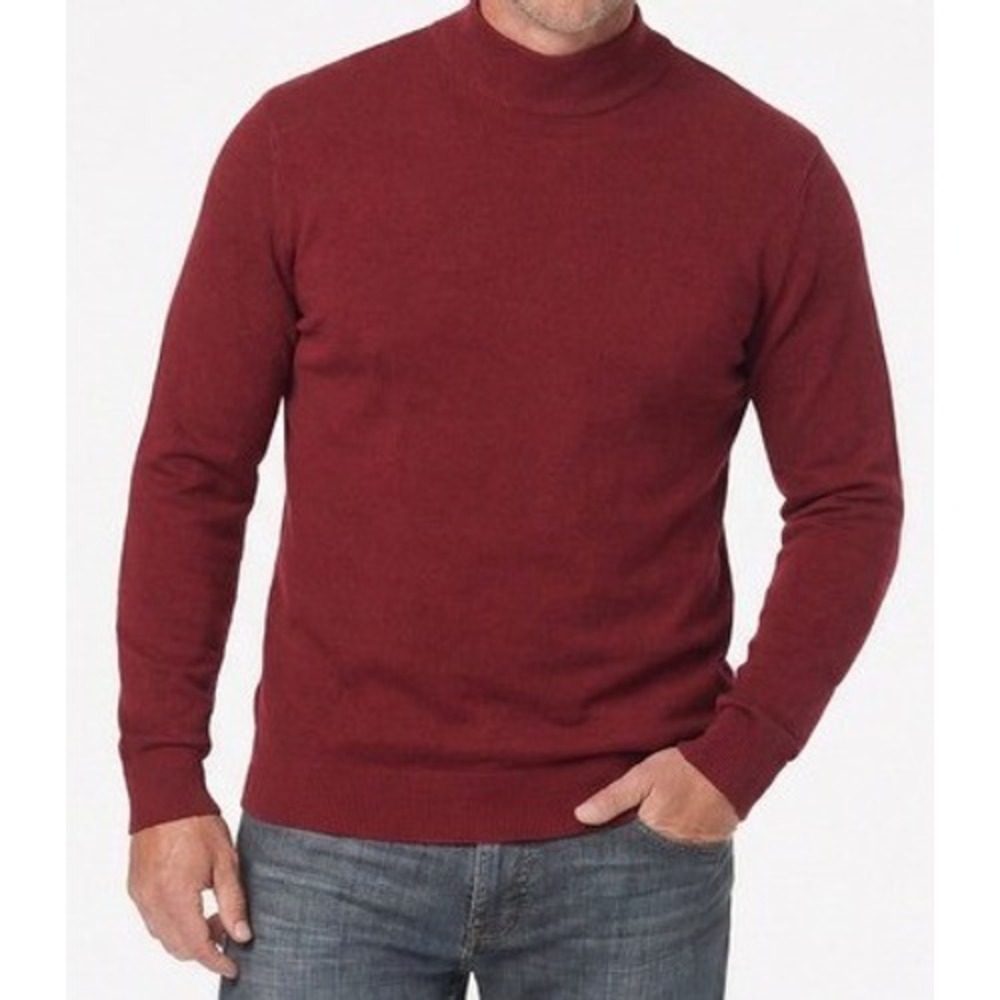Jos A Bank Sweater Men 2XLT Tall 100% Pima Cotton Red Mock Neck Traveler Classic